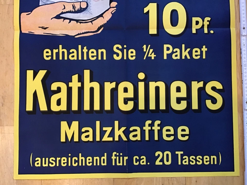 == Plakat = Kathreiners Malzkaffee = uralt = um 1910 = kein Emailschild == - Bild 4 von 4