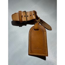 Louis Vuitton Vachetta Leather Luggage Tag and Handle Binder Set Made in France