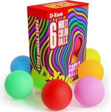 D-Xam 6 Pack Colored Ping Pong Balls 40mm Table Tennis 6 Pack, multicolor 