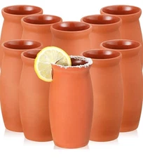 20 Pack Clay Drinking Cups, Cantaritos de Barro Mexicanos for Margaritas, 12 oz