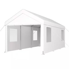 10 Ft. X 20 Ft. White Outdoor Canopy Tent Heavy Duty Car Port Canopy with 2-Roll