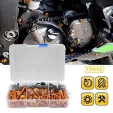 For Motorcycle AUXITO Gold 177PCS Fairing Bolts Kit Pipe Heat Shield Protector