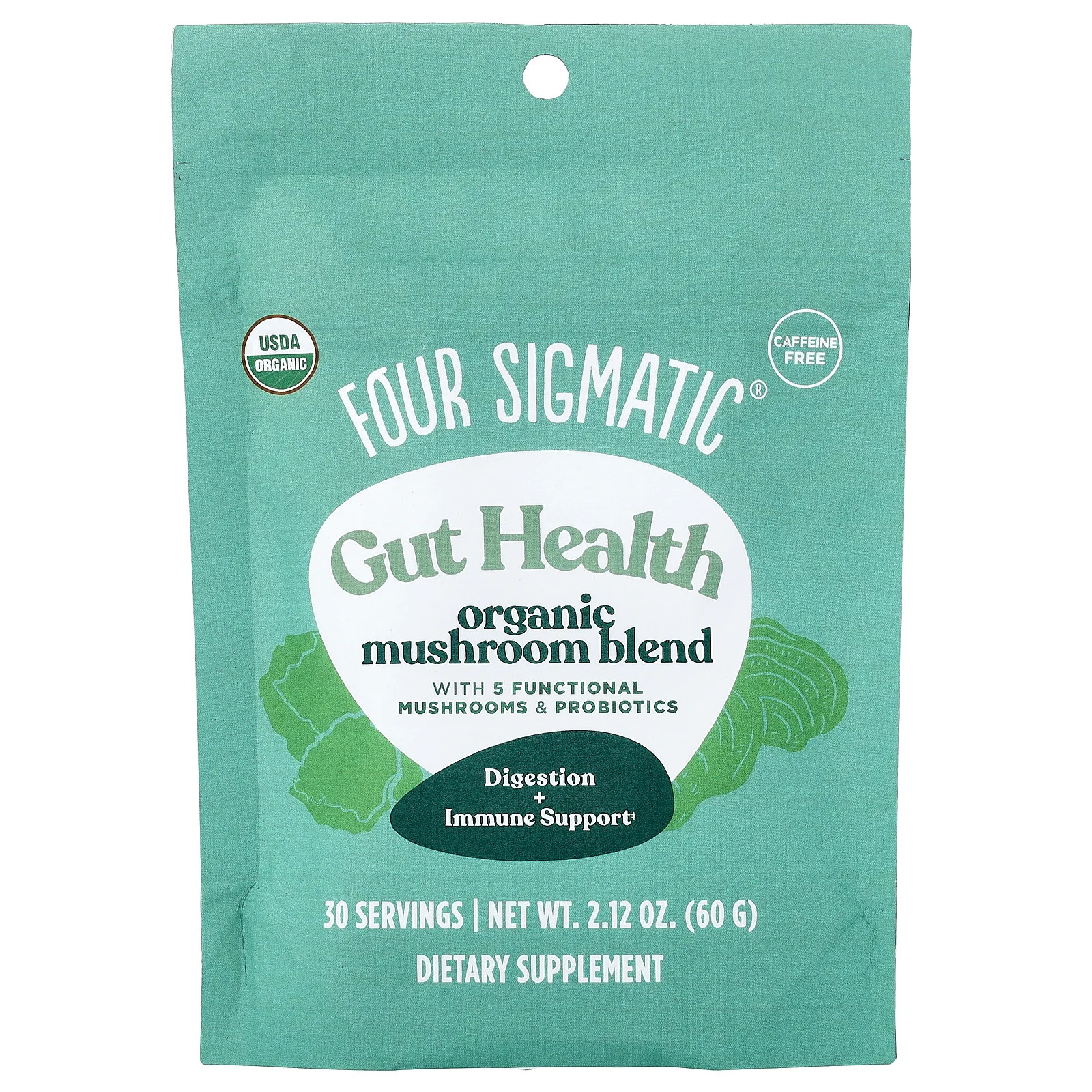 Gut Health, Organic Mushroom Blend, Caffeine Free, 2.12 oz (60 g)