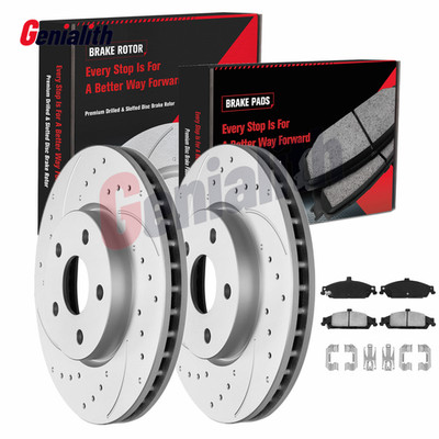 Genialith Front Drilled Brake Rotors+Ceramic Pads for Oldsmobile Alero 2002-2004