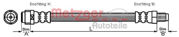 Original Metzger Brake Hose 4114082 for Mercedes-Benz