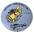 Vintage Cessna Aircraft Sign - Mickey Mouse Gas Airplane Porcelain Sign