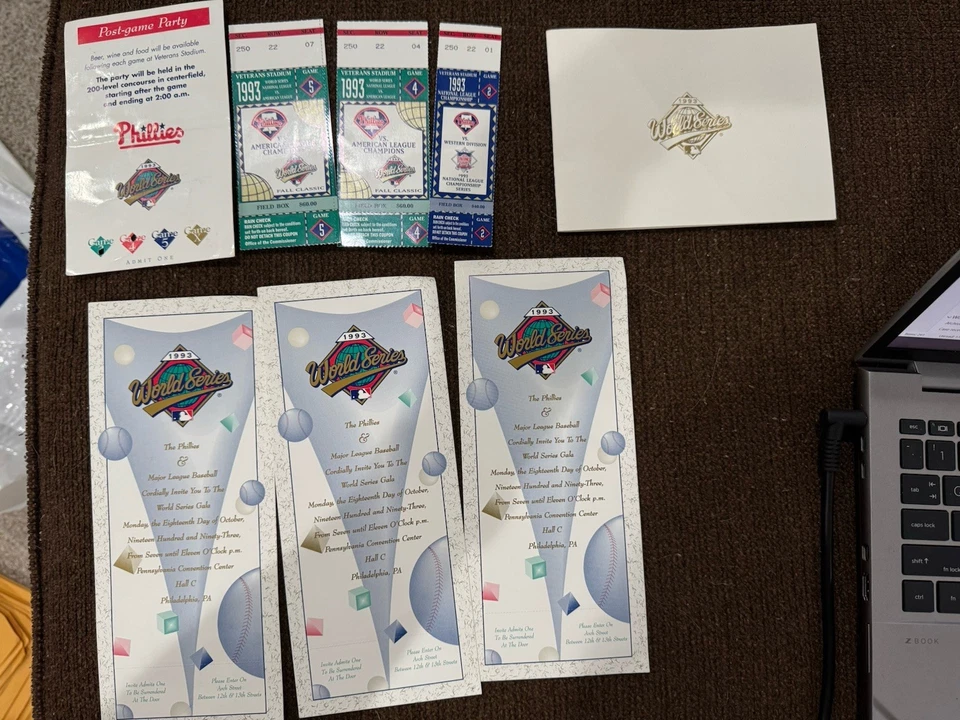 Phillies World Series Tickets 1993 Vs Blue Jays Game 5 And 4. Nl Division Game 2 - Image 1 of 1