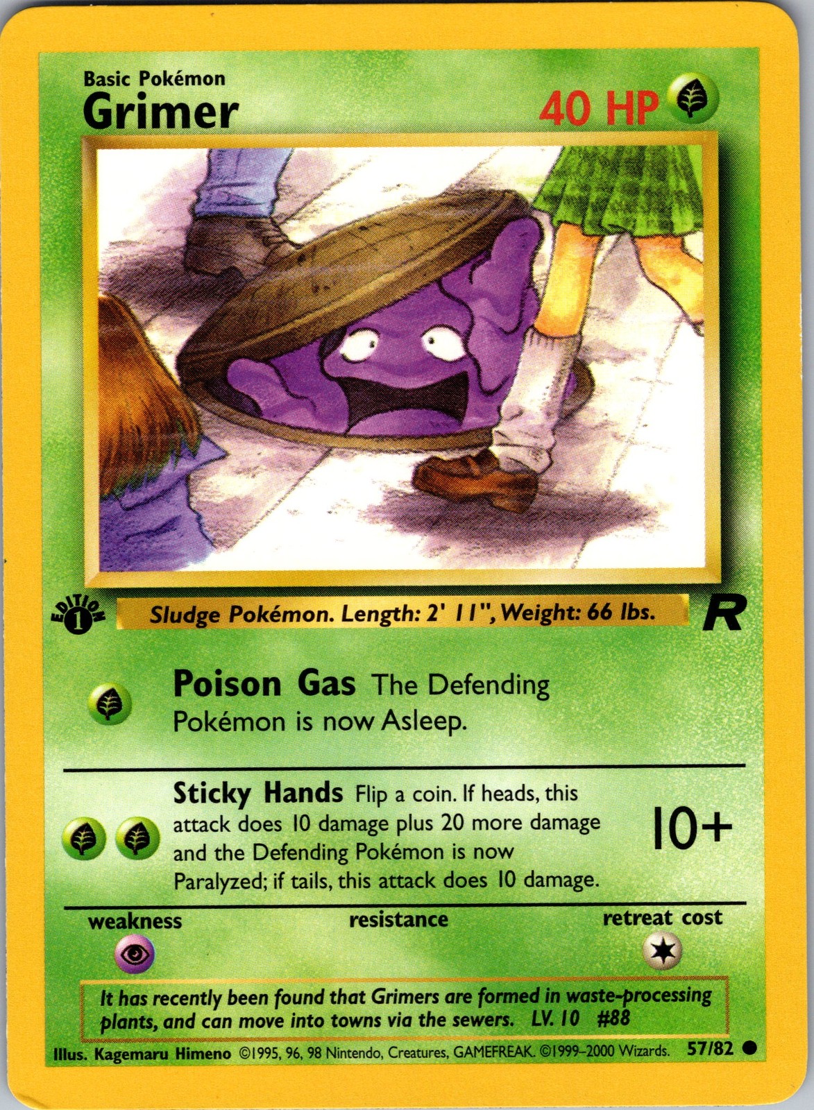 Grimer 57/82 Team Rocket Pokemon TCG NM First Edition