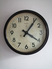 Large Genalex Wall Clock 1950s Vintage School Railway  Converted to Quartz