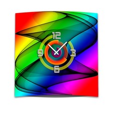 Wanduhr XXL 3D Optik Dixtime abstrakt bunt 50x50 cm leises Uhrwerk GQ-007