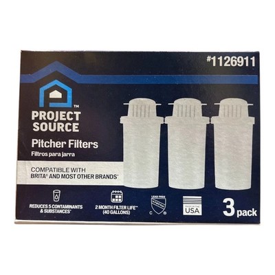 Project Source Replacement for Brita  & Others Water Pitchers Filters 3PK