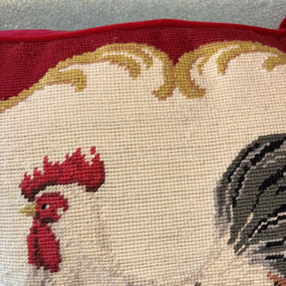 Cojín de silla de punta de aguja hecho a mano cojín de asiento de gallo 16” X 16” con lazos LOC MM Foto 3 de 4