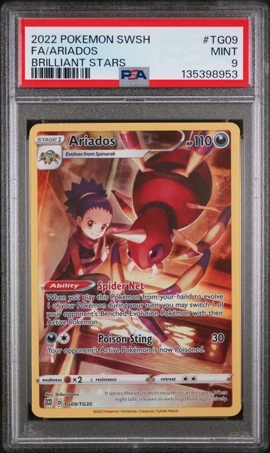 Ariados #TG09/TG30 PSA 9 2022 Pokemon Swsh09: Brilliant Stars Trainer Gallery