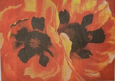 Needlepoint Canvas Featuring Oriental Poppies Vibrant Orange and Red Petals New
