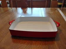Dansk MCM Casserole Pan Dish Mid Century Modern Kobenstyle Red Enamel Quistgaard