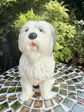Vintage Kingston Pottery Old English Sheepdog Bobtail Dog Figurine Ceramic