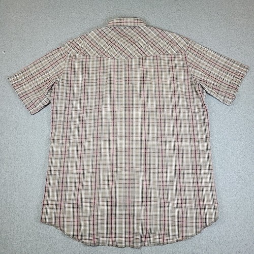 Wrangler Western Shirt Men's Size 17 Tall Brown Plaid Pearl Snap Short Sleeve - Picture 5 of 10