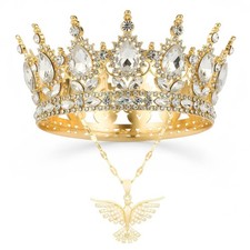 2-Teiliges Diadem Und Krone Für Damen, Prinzessin Krone Set Mit Goldener tiar...