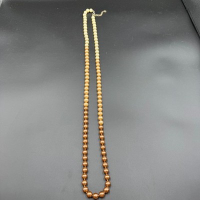 Charters Club Necklace Gold Tone Gold Brown Gradient Glass Bead Classy Jewelry