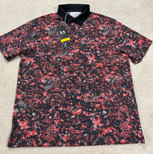 Under Armour Polo Shirt Mens Large All Over Print Aop Performance Golf Stretch