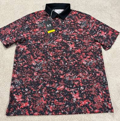 Under Armour Polo Shirt Mens Large All Over Print Aop Performance Golf Stretch