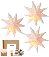 Paper Star Lantern 3PCS Christmas Paper Stars Lampshade 13.78 inch Hanging 3D...