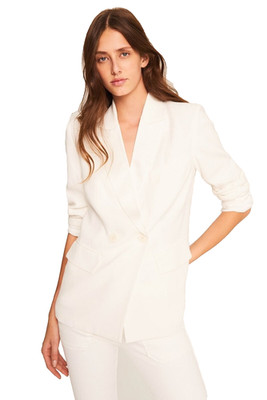 Neu mit Etikett Ba&sh Nidia Blazer Jacke mit spitzem Revers Ecru Elfenbein S Größe 1 UK 8