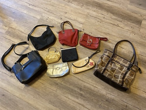 Collection of 9 purses/clutches All Gently Used, Different Styles & Colors