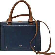 Dune London Structured Tote Bag Navy Brown Leather