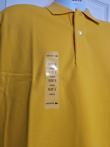 NWT Lacoste Men's Short Sleeve Mini Pique Classic Fit Croc Polo Shirt L Yellow - Picture 4 of 10