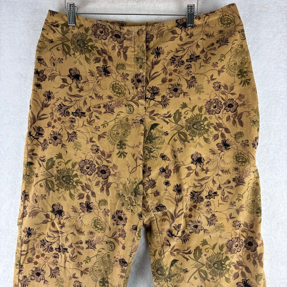 Calça Leslie Fay Veludo Floral Feminina 14 Vovó Boho Hippi Paisley Artístico - Imagem 3 de 4