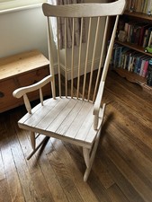 Handmade Solid Beech Windsor Rocking Chair High Back Comb Back Armchair