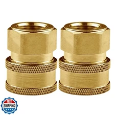 Pressure Washer Couplers Brass Fittings, 2 Pack 3/8 inch Quick Connect to Fem