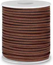 Flat Leather String Cord, Suede Ribbon for Jewelry Making, Dark Brown