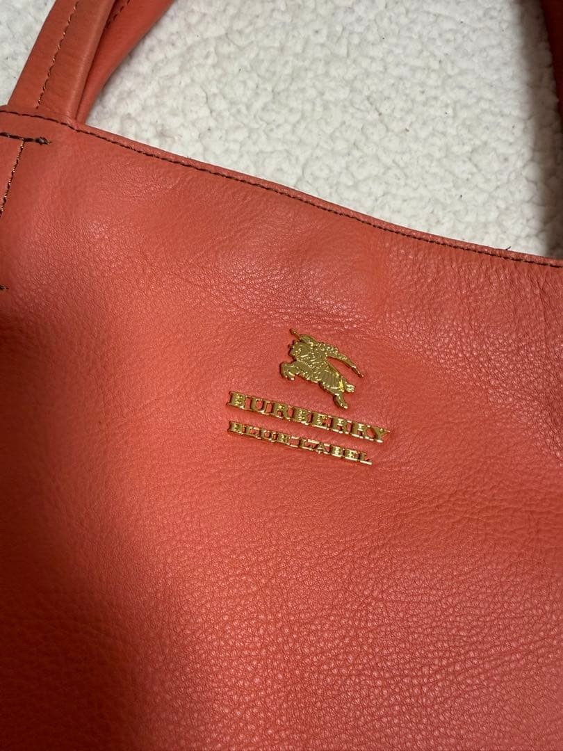 Burberry Blue Label Orange Leather Tote Bag Gold Logo Handbag Shoulder Bag New thumbnail 18