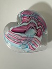 Schmidt Rhea VINTAGE Pink & Blue LARGE Art Glass Heart Paperweight SIGNED Mint! — photo 3