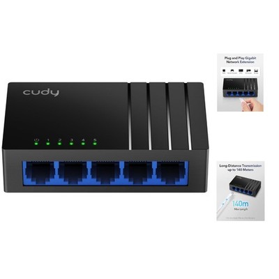 Cudy GS105D 5-Port Switch - Schnelle Datenübertragung für alle Ethernet-Geräte