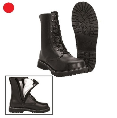 PILOTENSTIEFEL M. PLÜSCHFUTTER  LEDER  LEATHER  GELÄNDE WINTER SCHUHE SCHWARZ