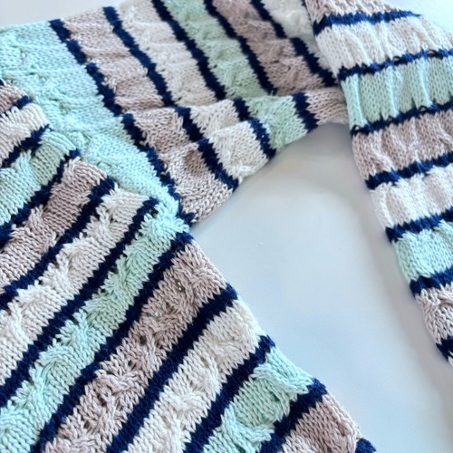Skies Are Blue Women's Medium Knit Sweater Striped Blue Brown - Picture 4 of 10