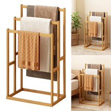 Wood Vertical Towel Rack with 3 Hanging Crossbars for Bathroom Dorm Bedroom 40 