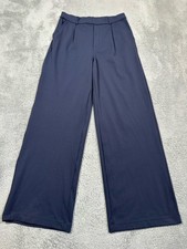 Halara Pants Womens Medium Blue Pull On Pleated Trousers Stretch Pockets Read