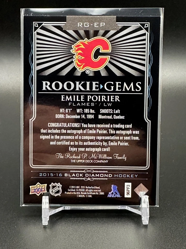 2015-16 Upper Deck Black Diamond #RG-EP Emile Poirier AU /99 Calgary Flames - Image 2 of 2
