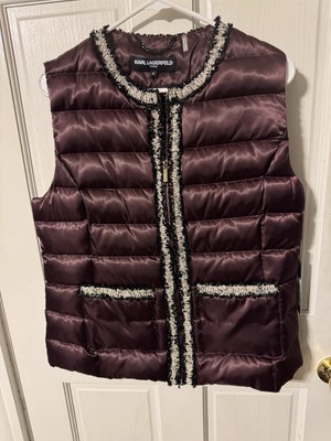 Karl Lagerfeld Paris Full Zip Vest Women s Medium Burgundy New
