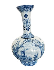 Vase gourde bleu et blanc de Delft début XXème siècle