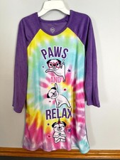 Wonder Nation Dogs Puppy Girls Nightshirt Nightgown Long sleeve Large 10-12 