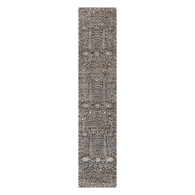 2'6''x11'10'' Brown Willow Tree Design Hand Knotted Wool and Silk Runner Rug 91900