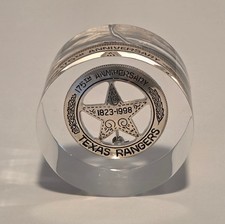 Texas Rangers 175th Anniversary Silver Badge in Lucite