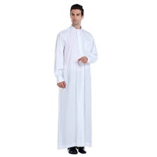 Men's Loose Thobe Dishdasha Dubai Ramadan Daffah Islam Kaftan Formal Prayer Robe