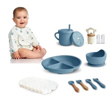 12 Piece Silicone Baby Feeding Set Ocean Blue Baby Led Weaning Supplies Kitchen