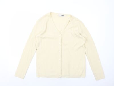 E.B Design Damen Strickjacke Elfenbein V-Ausschnitt Polyestermischung Faser Größe S